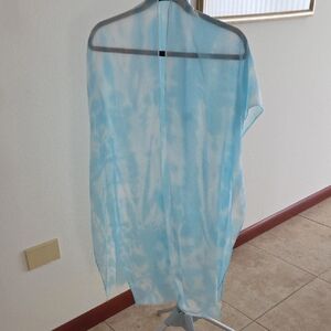 Aqua and White Sheer Open Cover-Up